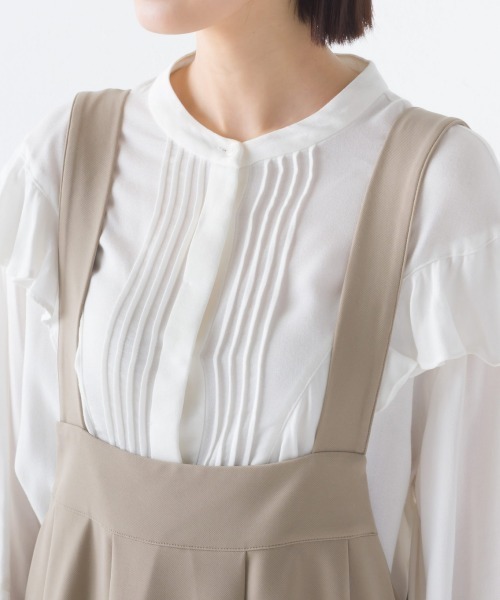 OMNES（オムネス）の「綾織ストレッチサロペットタックスカート（サロペット/オーバーオール・レディース・ブラック/ベージュ・FREE）」の8枚目の写真