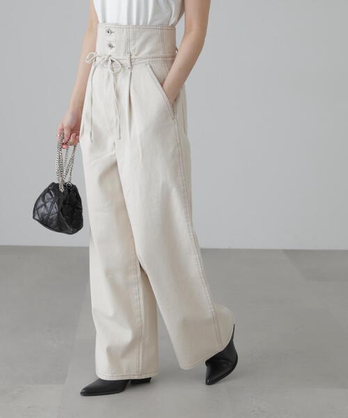 FREE'S MART(フリーズマート)の「ウエスト折り返し2WAYタックワイドデニム(デニムパンツ・レディース・ホワイト系その他/ライトインディゴブルー・SMALL/MEDIUM)」の7枚目の写真