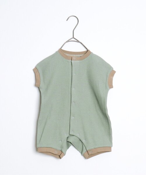 p.premier(ピードットプルミエ)の「イロチ買いしたいシンプルリブロンパース(ロンパース・キッズ・ブルー/グレー/アイボリー/ブラウン/グリーン/ピンク・60/70/80)」の5枚目の写真