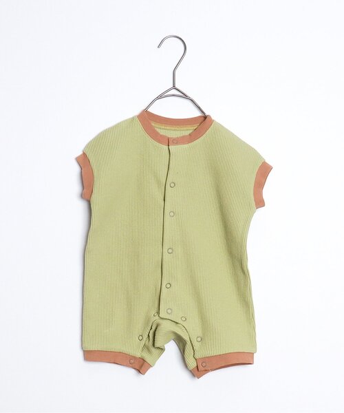 p.premier(ピードットプルミエ)の「イロチ買いしたいシンプルリブロンパース(ロンパース・キッズ・ブルー/グレー/アイボリー/ブラウン/グリーン/ピンク・60/70/80)」の4枚目の写真