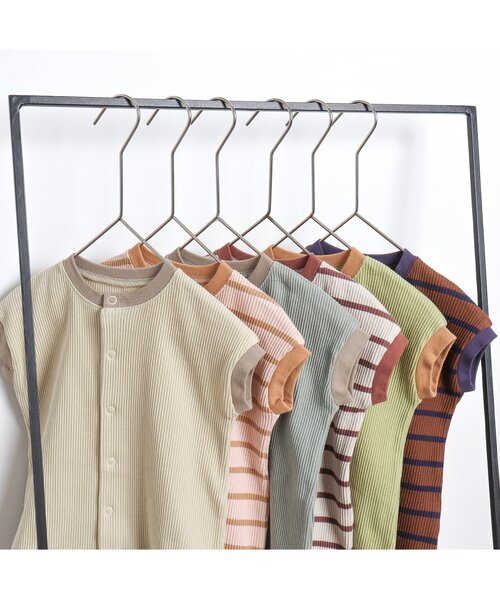 p.premier(ピードットプルミエ)の「イロチ買いしたいシンプルリブロンパース(ロンパース・キッズ・ブルー/グレー/アイボリー/ブラウン/グリーン/ピンク・60/70/80)」の12枚目の写真