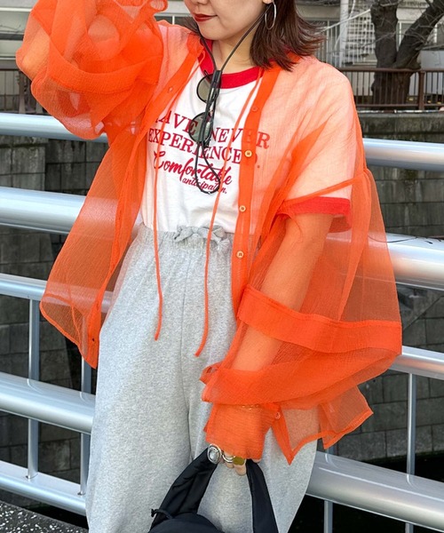archives（アルシーヴ）の「〈limited〉SHEER 2WAY BLOUSE（シャツ/ブラウス・レディース・ブルー/アイボリー/オレンジ・MEDIUM）」の3枚目の写真