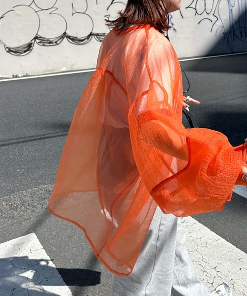 archives（アルシーヴ）の「〈limited〉SHEER 2WAY BLOUSE（シャツ/ブラウス・レディース・ブルー/アイボリー/オレンジ・MEDIUM）」の11枚目の写真