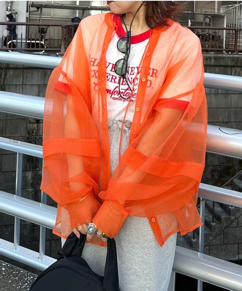 archives（アルシーヴ）の「〈limited〉SHEER 2WAY BLOUSE（シャツ/ブラウス・レディース・ブルー/アイボリー/オレンジ・MEDIUM）」の5枚目の写真