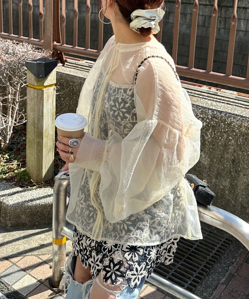 archives（アルシーヴ）の「〈limited〉SHEER 2WAY BLOUSE（シャツ/ブラウス・レディース・ブルー/アイボリー/オレンジ・MEDIUM）」の16枚目の写真