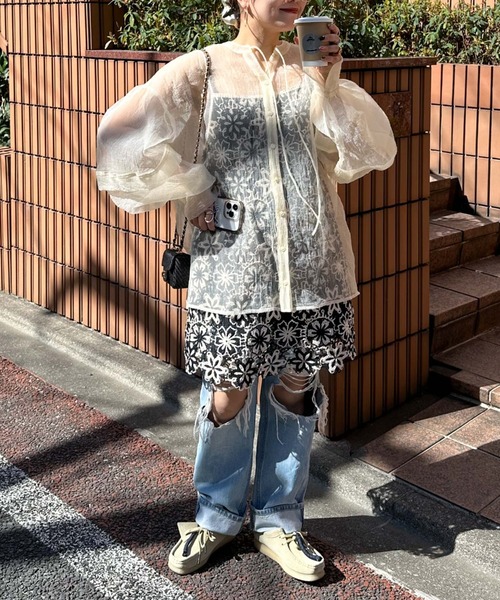 archives（アルシーヴ）の「〈limited〉SHEER 2WAY BLOUSE（シャツ/ブラウス・レディース・ブルー/アイボリー/オレンジ・MEDIUM）」の18枚目の写真