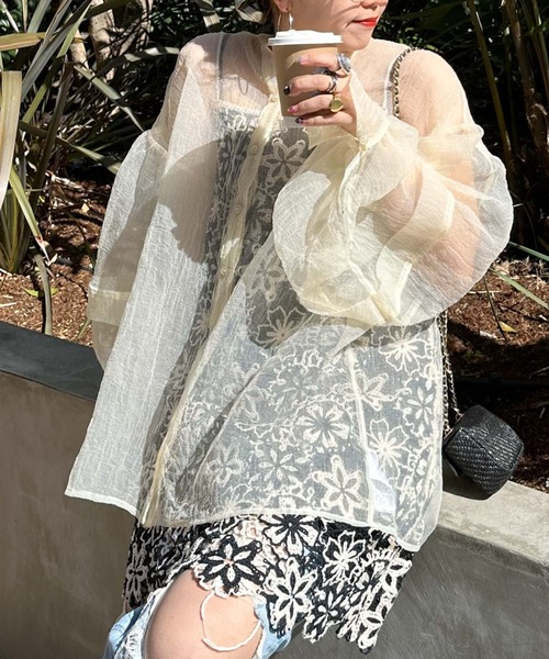 archives（アルシーヴ）の「〈limited〉SHEER 2WAY BLOUSE（シャツ/ブラウス・レディース・ブルー/アイボリー/オレンジ・MEDIUM）」の19枚目の写真