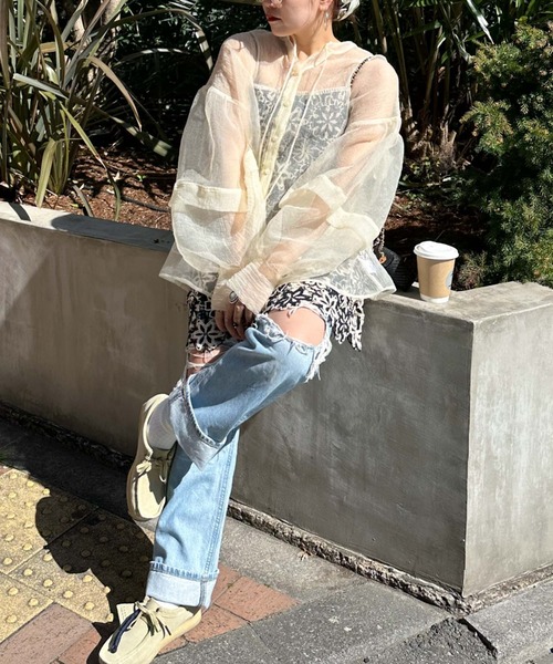 archives（アルシーヴ）の「〈limited〉SHEER 2WAY BLOUSE（シャツ/ブラウス・レディース・ブルー/アイボリー/オレンジ・MEDIUM）」の22枚目の写真