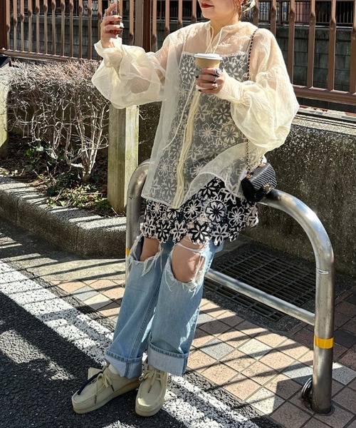 archives（アルシーヴ）の「〈limited〉SHEER 2WAY BLOUSE（シャツ/ブラウス・レディース・ブルー/アイボリー/オレンジ・MEDIUM）」の17枚目の写真