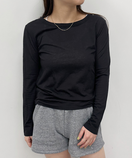 U by SPICK&SPAN(ユーバイスピックアンドスパン)の「C/NYシアートップス(Tシャツ/カットソー・レディース・ブルー/アイボリー/ブラック・FREE)」の7枚目の写真