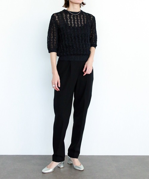 Marilyn Moon(マリリンムーン)の「ギマコットンラメニットクロシェニット(ニット/セーター・レディース・アイボリー/オフホワイト/ブラック・FREE)」の13枚目の写真