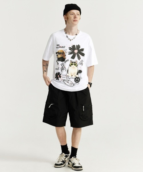 Ressaca（レサーカ）の「オーバーサイズ 手書き風アニマルプリントTシャツ（Tシャツ/カットソー・メンズ・ブラック/ホワイト・XXL/XL/L/M）」の9枚目の写真