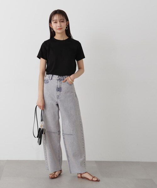 N.（N. Natural Beauty Basic）（エヌエヌナチュラルビューティーベーシック）の「◆シルケットクルーネックＴシャツ（Tシャツ/カットソー・レディース・ベージュ/パープル/ブラック/オフホワイト・MEDIUM）」の5枚目の写真