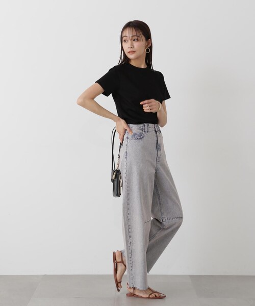 N.（N. Natural Beauty Basic）（エヌエヌナチュラルビューティーベーシック）の「◆シルケットクルーネックＴシャツ（Tシャツ/カットソー・レディース・ベージュ/パープル/ブラック/オフホワイト・MEDIUM）」の6枚目の写真