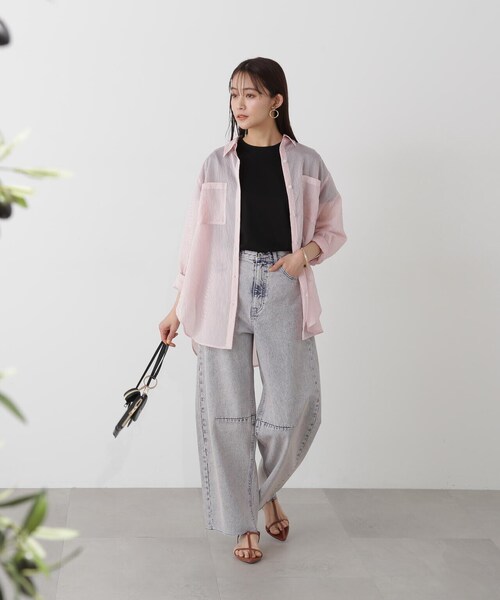 N.（N. Natural Beauty Basic）（エヌエヌナチュラルビューティーベーシック）の「◆シルケットクルーネックＴシャツ（Tシャツ/カットソー・レディース・ベージュ/パープル/ブラック/オフホワイト・MEDIUM）」の9枚目の写真