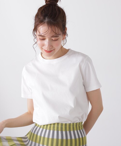 N.（N. Natural Beauty Basic）（エヌエヌナチュラルビューティーベーシック）の「◆シルケットクルーネックＴシャツ（Tシャツ/カットソー・レディース・ベージュ/パープル/ブラック/オフホワイト・MEDIUM）」の11枚目の写真