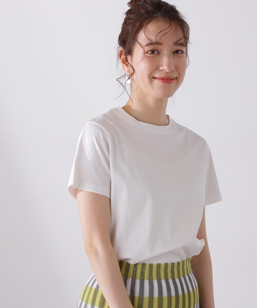 N.（N. Natural Beauty Basic）（エヌエヌナチュラルビューティーベーシック）の「◆シルケットクルーネックＴシャツ（Tシャツ/カットソー・レディース・ベージュ/パープル/ブラック/オフホワイト・MEDIUM）」の13枚目の写真