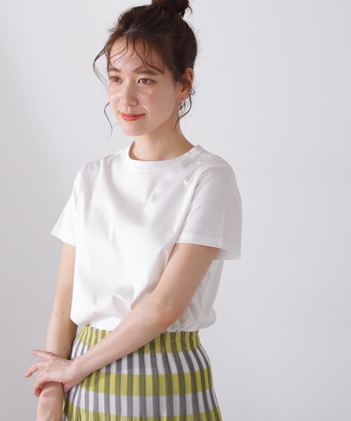 N.（N. Natural Beauty Basic）（エヌエヌナチュラルビューティーベーシック）の「◆シルケットクルーネックＴシャツ（Tシャツ/カットソー・レディース・ベージュ/パープル/ブラック/オフホワイト・MEDIUM）」の17枚目の写真