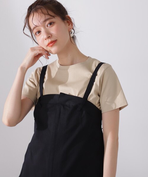 N.（N. Natural Beauty Basic）（エヌエヌナチュラルビューティーベーシック）の「◆シルケットクルーネックＴシャツ（Tシャツ/カットソー・レディース・ベージュ/パープル/ブラック/オフホワイト・MEDIUM）」の4枚目の写真