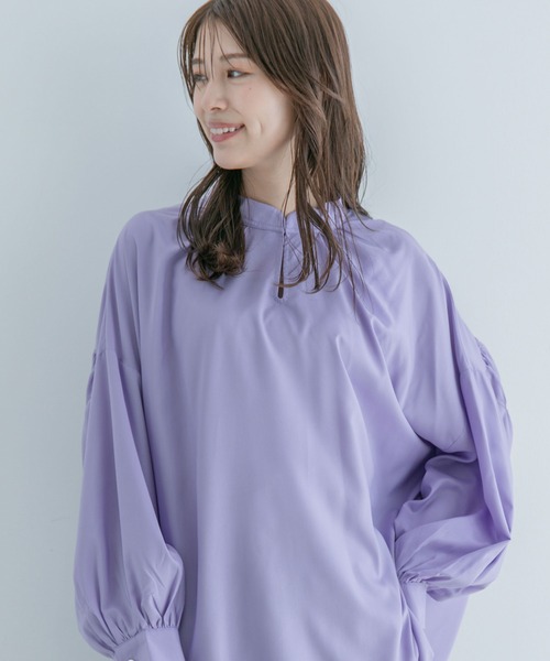 Jayro（ジャイロ）の「スキッパーバックギャザーブラウス（シャツ/ブラウス・レディース・ライトグレー/ホワイト系その他/ラベンダー/イエロー・FREE）」の3枚目の写真