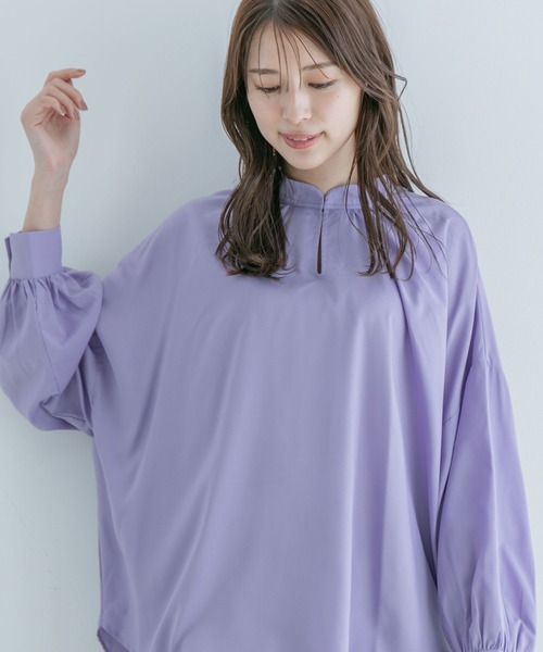 Jayro（ジャイロ）の「スキッパーバックギャザーブラウス（シャツ/ブラウス・レディース・ライトグレー/ホワイト系その他/ラベンダー/イエロー・FREE）」の13枚目の写真