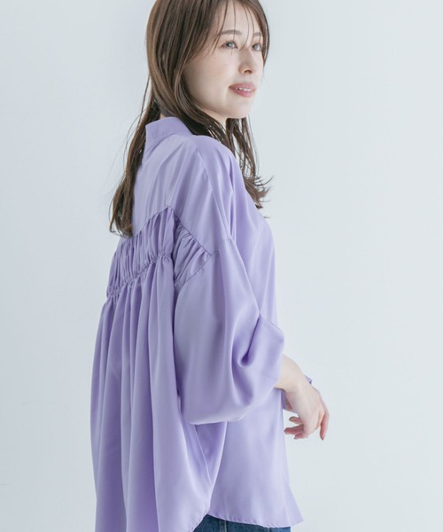 Jayro（ジャイロ）の「スキッパーバックギャザーブラウス（シャツ/ブラウス・レディース・ライトグレー/ホワイト系その他/ラベンダー/イエロー・FREE）」の14枚目の写真