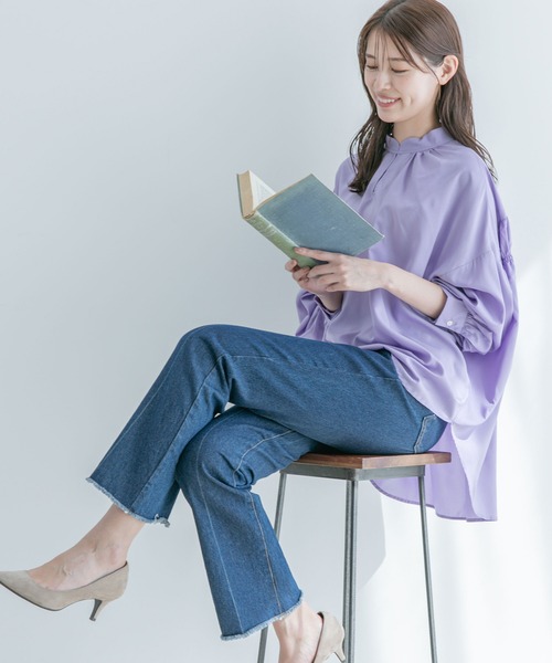 Jayro（ジャイロ）の「スキッパーバックギャザーブラウス（シャツ/ブラウス・レディース・ライトグレー/ホワイト系その他/ラベンダー/イエロー・FREE）」の16枚目の写真