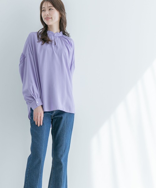 Jayro（ジャイロ）の「スキッパーバックギャザーブラウス（シャツ/ブラウス・レディース・ライトグレー/ホワイト系その他/ラベンダー/イエロー・FREE）」の17枚目の写真