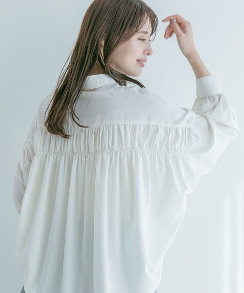 Jayro（ジャイロ）の「スキッパーバックギャザーブラウス（シャツ/ブラウス・レディース・ライトグレー/ホワイト系その他/ラベンダー/イエロー・FREE）」の21枚目の写真