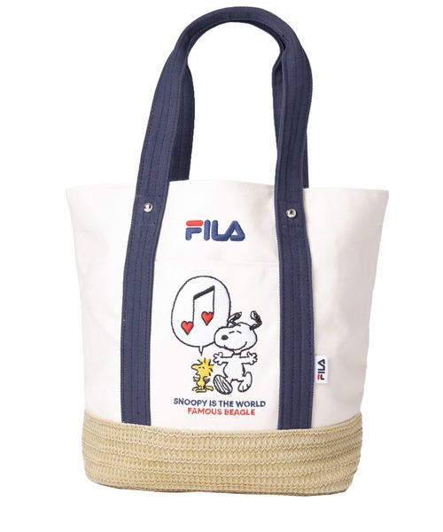 FILA（フィラ）の「FILA フィラ ×PEANUTS ピーナッツ SNOOPY スヌーピー コラボ キャンパス カゴ 巾着 トートバッグ（トートバッグ・レディース・ネイビー/ベージュ/グリーン・FREE）」の7枚目の写真