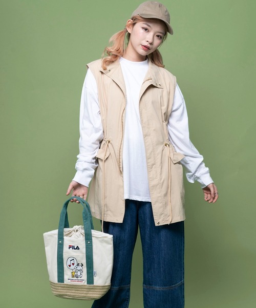 FILA（フィラ）の「FILA フィラ ×PEANUTS ピーナッツ SNOOPY スヌーピー コラボ キャンパス カゴ 巾着 トートバッグ（トートバッグ・レディース・ネイビー/ベージュ/グリーン・FREE）」の19枚目の写真