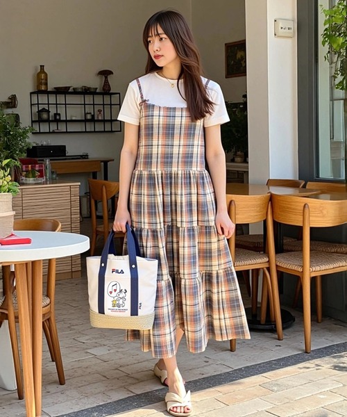 FILA（フィラ）の「FILA フィラ ×PEANUTS ピーナッツ SNOOPY スヌーピー コラボ キャンパス カゴ 巾着 トートバッグ（トートバッグ・レディース・ネイビー/ベージュ/グリーン・FREE）」の17枚目の写真