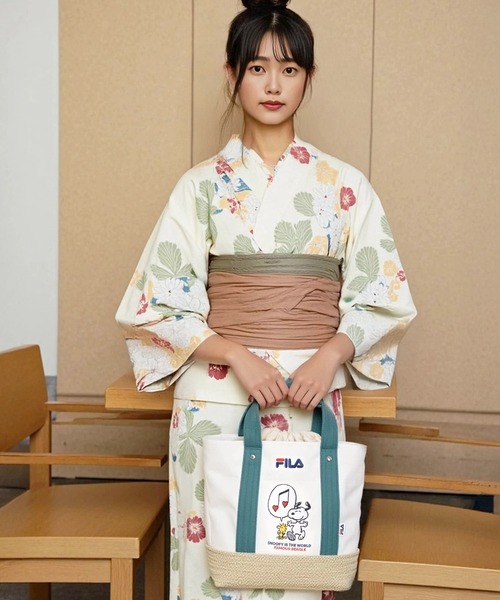 FILA（フィラ）の「FILA フィラ ×PEANUTS ピーナッツ SNOOPY スヌーピー コラボ キャンパス カゴ 巾着 トートバッグ（トートバッグ・レディース・ネイビー/ベージュ/グリーン・FREE）」の15枚目の写真