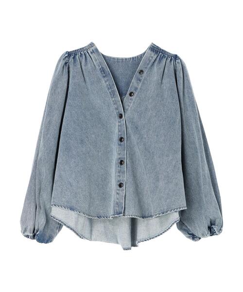 CRAFT STANDARD BOUTIQUE(クラフトスタンダードブティック)の「デニムギャザーヨークブラウス(シャツ/ブラウス・レディース・インディゴブルー/サックスブルー・FREE)」の8枚目の写真