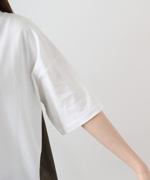 Arinomama(アリノママ)の「Arinomama 異素材ドッキングトップス(Tシャツ/カットソー・レディース・ホワイト/ブラック×グレー/ダークカーキ・FREE)」の21枚目の写真