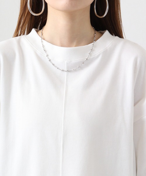 Arinomama(アリノママ)の「Arinomama 異素材ドッキングトップス(Tシャツ/カットソー・レディース・ホワイト/ブラック×グレー/ダークカーキ・FREE)」の19枚目の写真