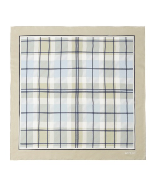 MACKINTOSH PHILOSOPHY(マッキントッシュ フィロソフィー)の「シルク ツイル チェック スカーフ(バンダナ/スカーフ・レディース・ブルー系その他2/ベージュ/ネイビー/ライトグレー・FREE)」の2枚目の写真