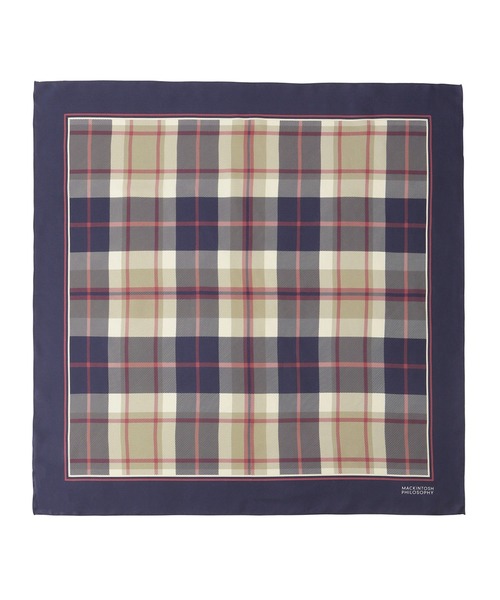 MACKINTOSH PHILOSOPHY(マッキントッシュ フィロソフィー)の「シルク ツイル チェック スカーフ(バンダナ/スカーフ・レディース・ブルー系その他2/ベージュ/ネイビー/ライトグレー・FREE)」の3枚目の写真