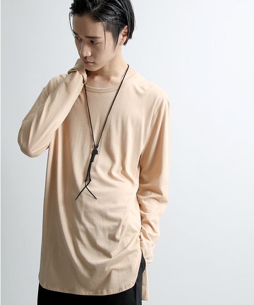 WEGO(ウィゴー)の「WEGO/コットンモダールロングカットソ-(Tシャツ/カットソー・メンズ・カーキ/ベージュ/ホワイト/ブラック・LARGE/MEDIUM)」の1枚目の写真