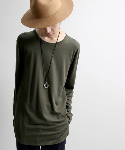 WEGO(ウィゴー)の「WEGO/コットンモダールロングカットソ-(Tシャツ/カットソー・メンズ・カーキ/ベージュ/ホワイト/ブラック・LARGE/MEDIUM)」の4枚目の写真