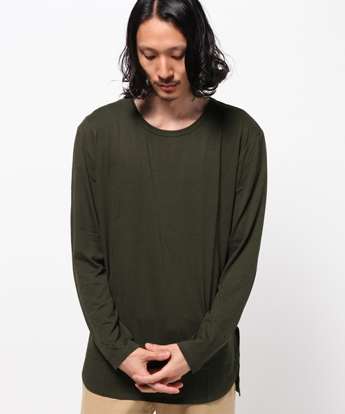 WEGO(ウィゴー)の「WEGO/コットンモダールロングカットソ-(Tシャツ/カットソー・メンズ・カーキ/ベージュ/ホワイト/ブラック・LARGE/MEDIUM)」の12枚目の写真