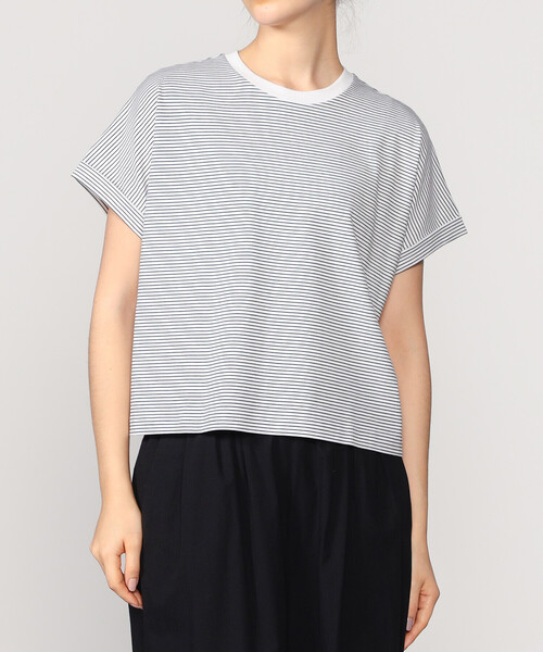 tシャツ handvaerk | 60/2 クルーネック ワイドTシャツ STRIPE WOMEN レディース handvaerk tシャツ | 60/2 クルーネック ワイドTシャツ STRIPE