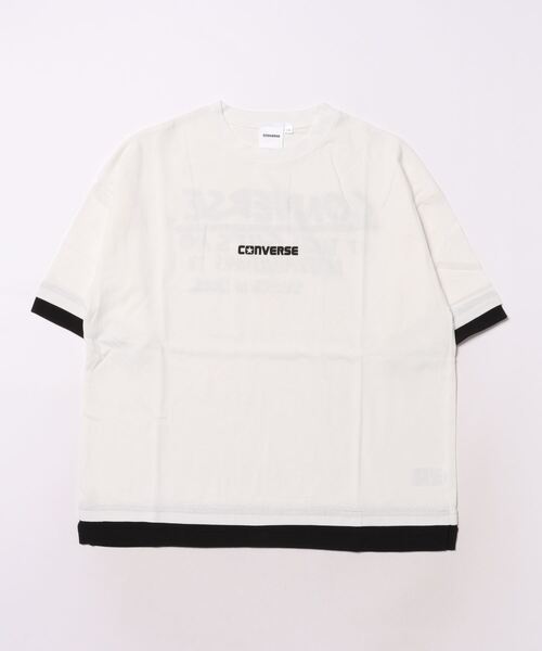 CONVERSE（コンバース）の「【CONVERSE】レイヤード風ビッグTシャツ/重ね着風/半袖/コンバース キッズ（Tシャツ/カットソー・キッズ・グリーン/オフホワイト/ブラック・140cm/150cm/160cm）」の6枚目の写真