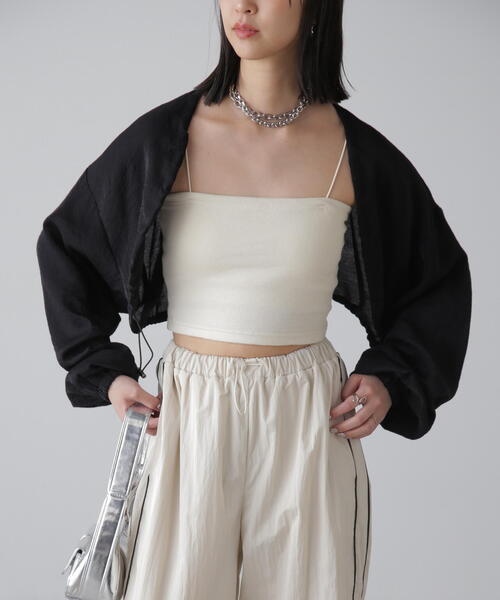 FREE'S MART（フリーズマート）の「◆ドロストショート丈ボレロ（カーディガン/ボレロ・レディース・ブラック/ライトグリーン/ホワイト・FREE）」の9枚目の写真