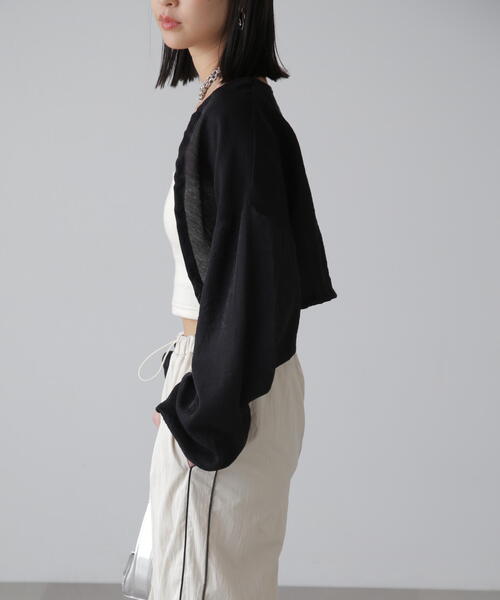 FREE'S MART（フリーズマート）の「◆ドロストショート丈ボレロ（カーディガン/ボレロ・レディース・ブラック/ライトグリーン/ホワイト・FREE）」の10枚目の写真