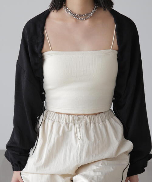 FREE'S MART（フリーズマート）の「◆ドロストショート丈ボレロ（カーディガン/ボレロ・レディース・ブラック/ライトグリーン/ホワイト・FREE）」の12枚目の写真