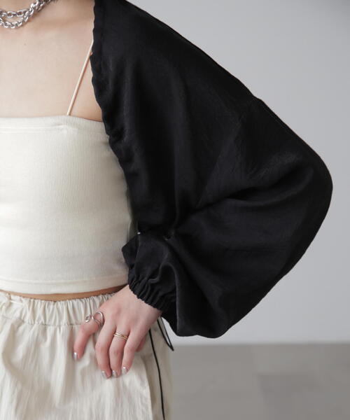 FREE'S MART（フリーズマート）の「◆ドロストショート丈ボレロ（カーディガン/ボレロ・レディース・ブラック/ライトグリーン/ホワイト・FREE）」の14枚目の写真