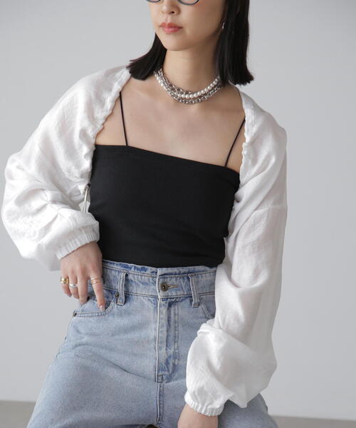 FREE'S MART（フリーズマート）の「◆ドロストショート丈ボレロ（カーディガン/ボレロ・レディース・ブラック/ライトグリーン/ホワイト・FREE）」の19枚目の写真