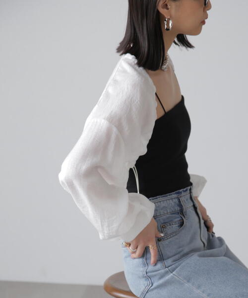 FREE'S MART（フリーズマート）の「◆ドロストショート丈ボレロ（カーディガン/ボレロ・レディース・ブラック/ライトグリーン/ホワイト・FREE）」の20枚目の写真