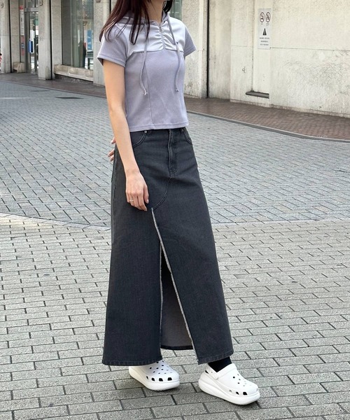 3.3 Field Trip （3.3フィールドトリップ）の「3.3 Field Trip／スリットデニムロングスカート 2107715（スカート・レディース・ブラック/ブルー・SMALL/MEDIUM）」の12枚目の写真